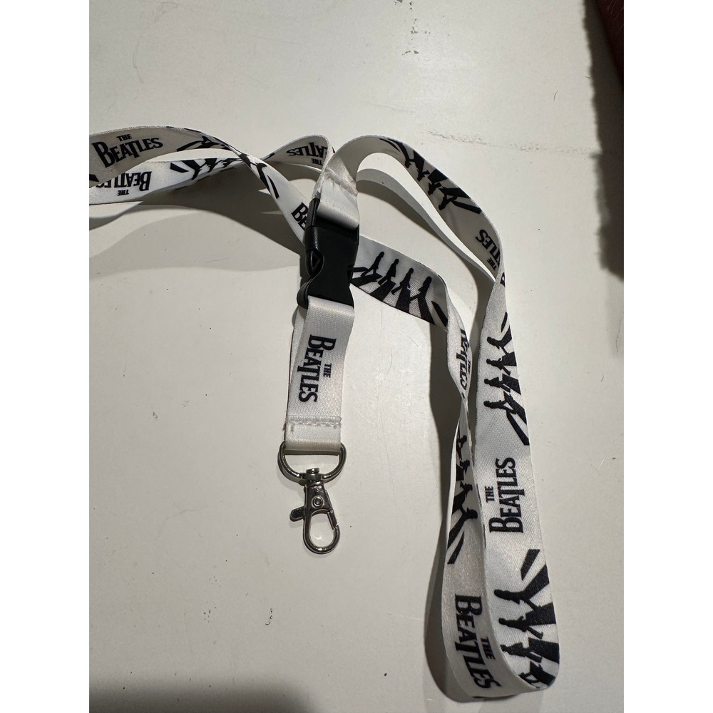 The Beatles Abbey Road White Lanyard Keychain ID Holder Band Logo Music Merch